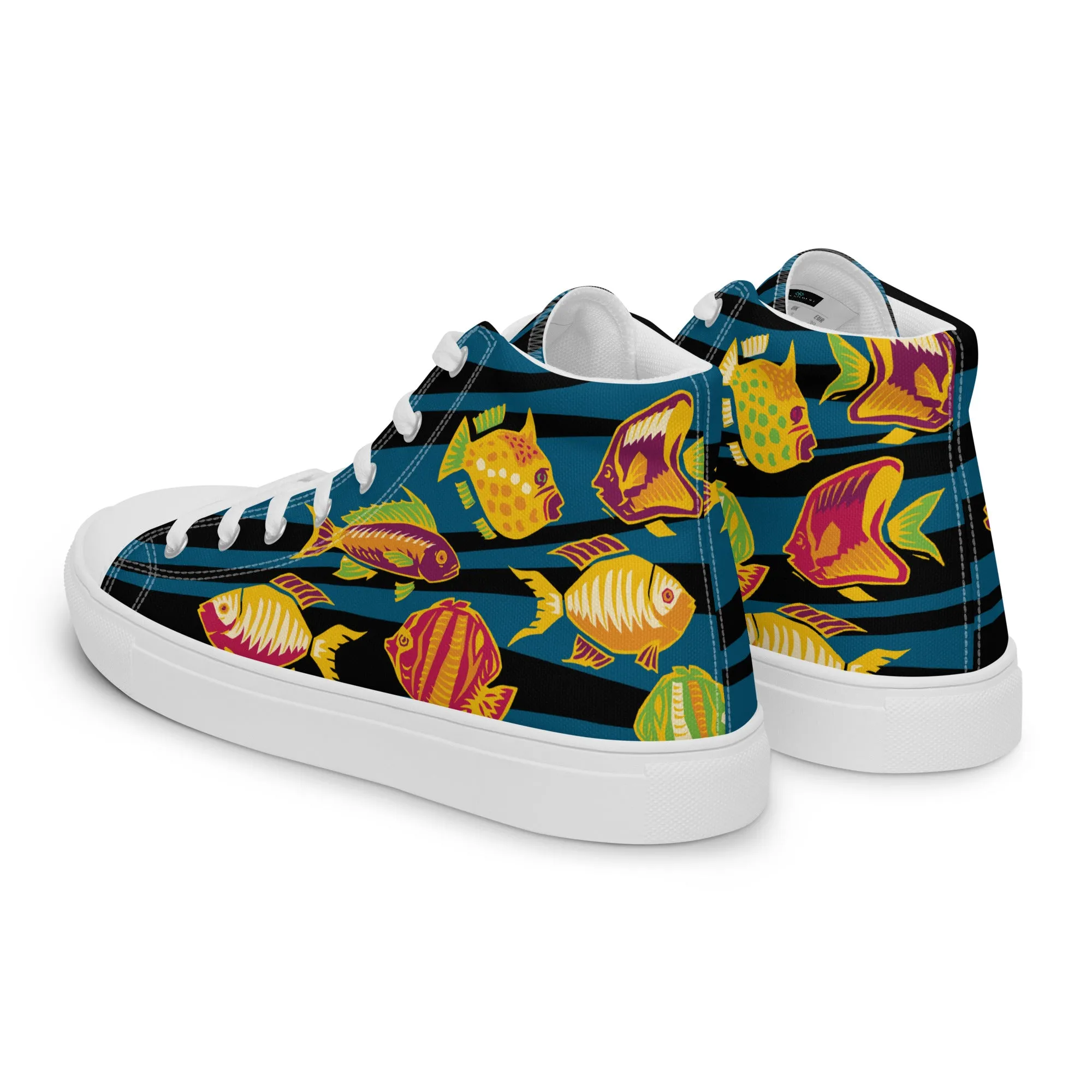 Primitive  Fish - Men's High Top Canvas Shoes