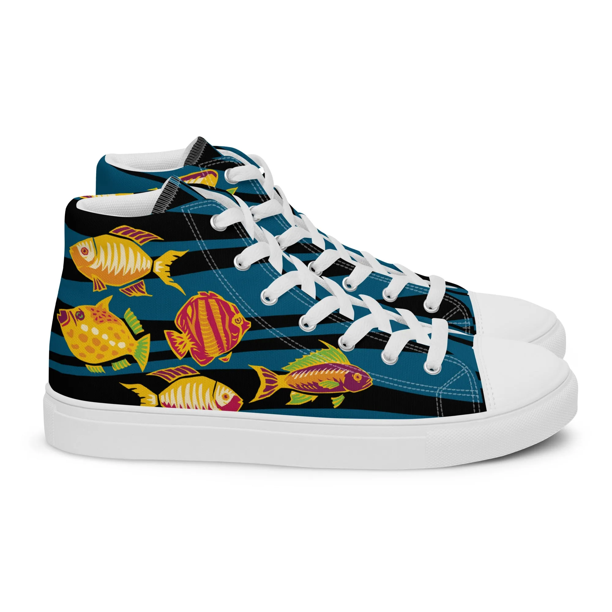 Primitive  Fish - Men's High Top Canvas Shoes