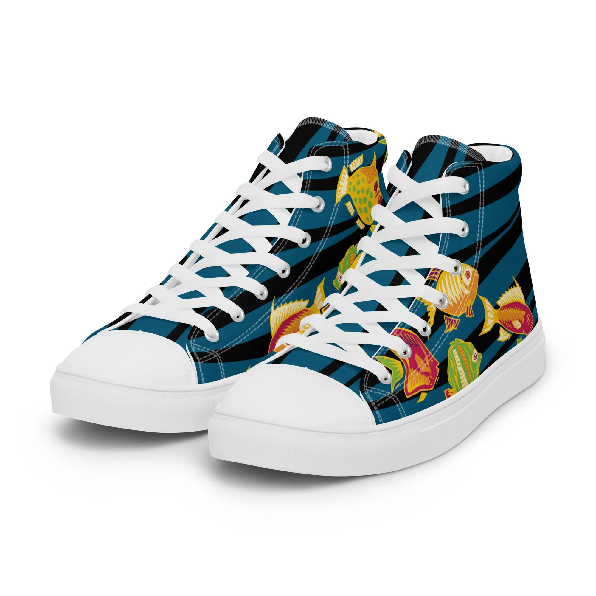 Primitive  Fish - Men's High Top Canvas Shoes