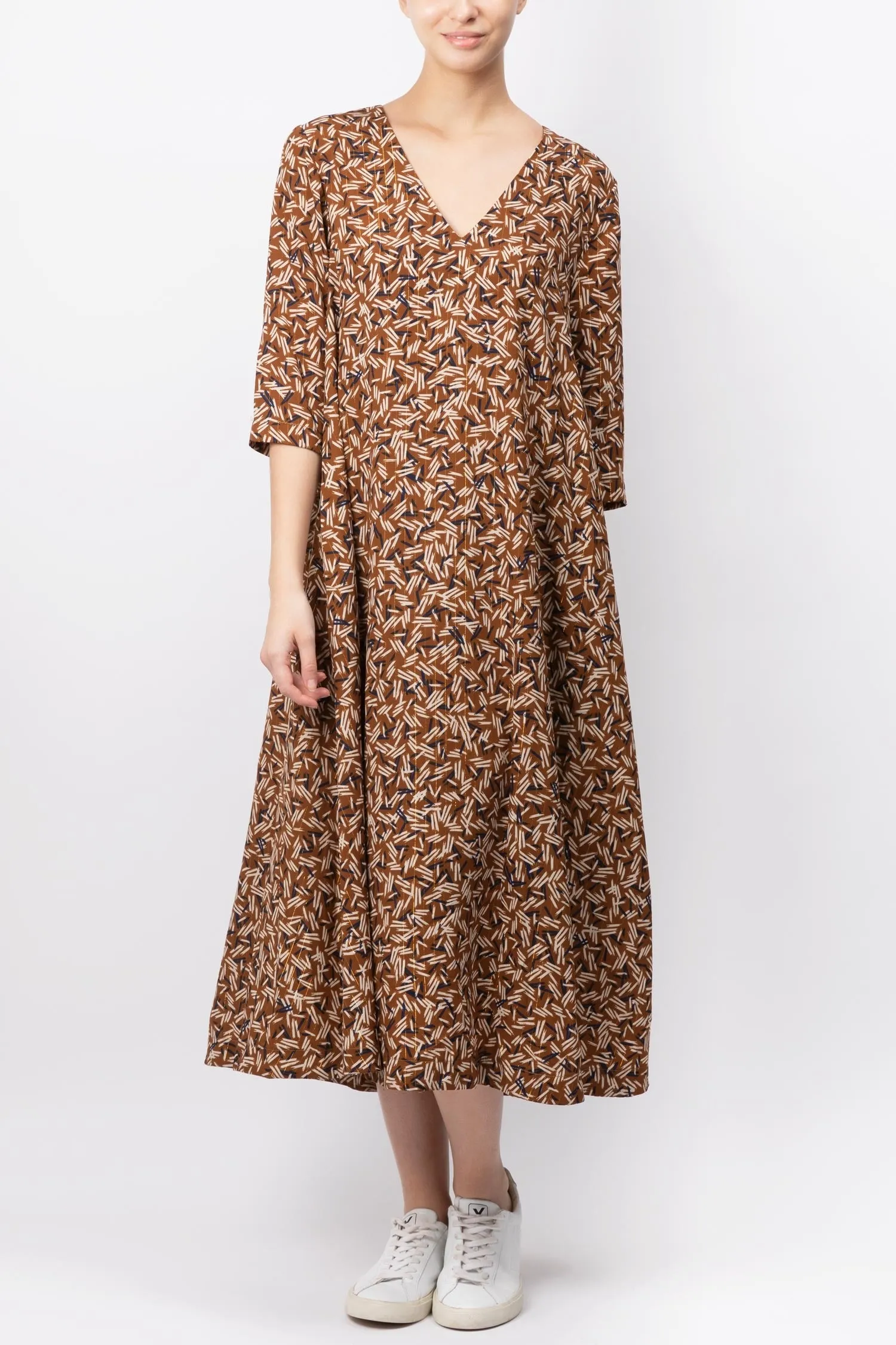 Printed V-neck Maxi Dress