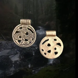 Round Bronze Viking Dragon Pendant
