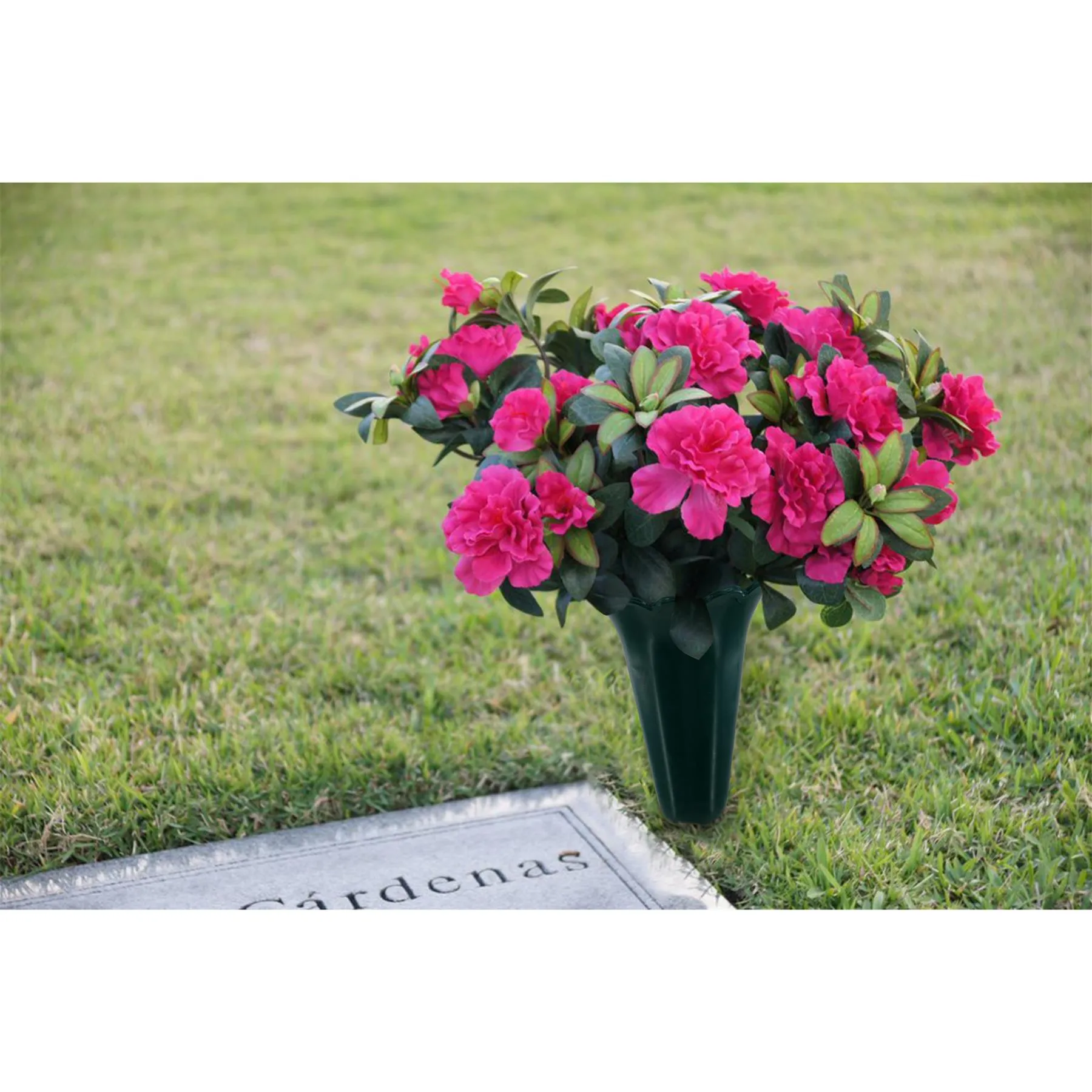 Set of 2 Green Spiked Memorial Grave Flower Vases