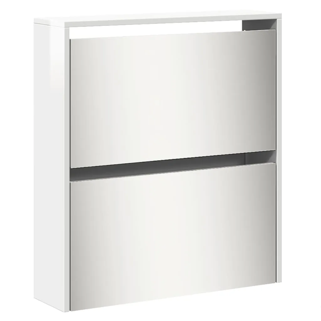 Shoe Cabinet with Mirror 5-Layer High Gloss White 63x17x169.5 cm