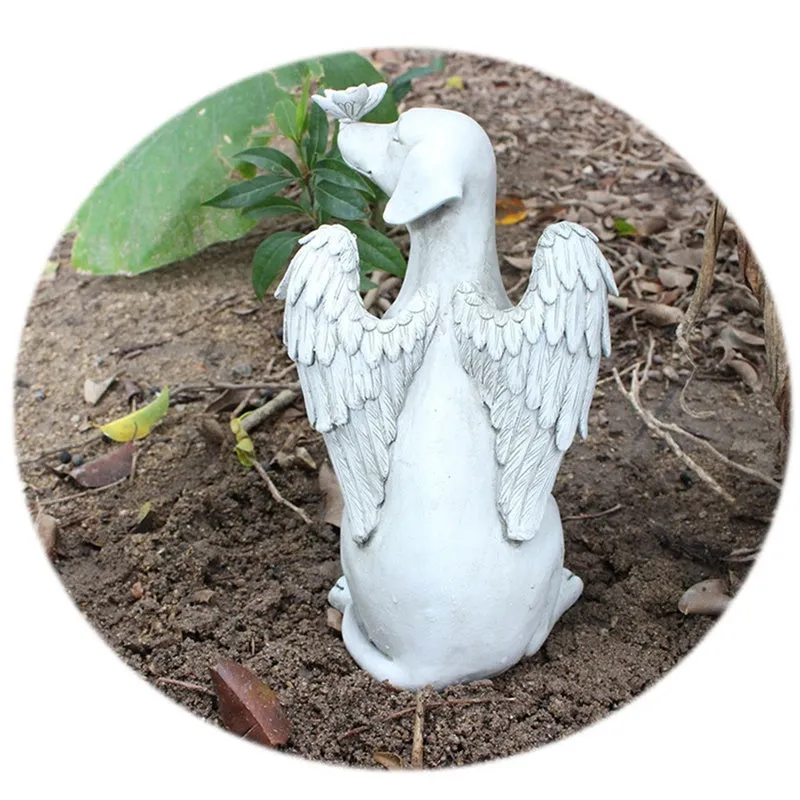 Sleeping Angel Dog with Wings Garden Creative Resin Statue