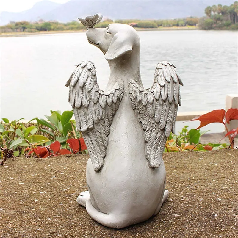 Sleeping Angel Dog with Wings Garden Creative Resin Statue