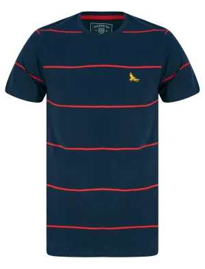 Stones Striped Cotton Jersey T-Shirt in Chinese Red - Kensington Eastside