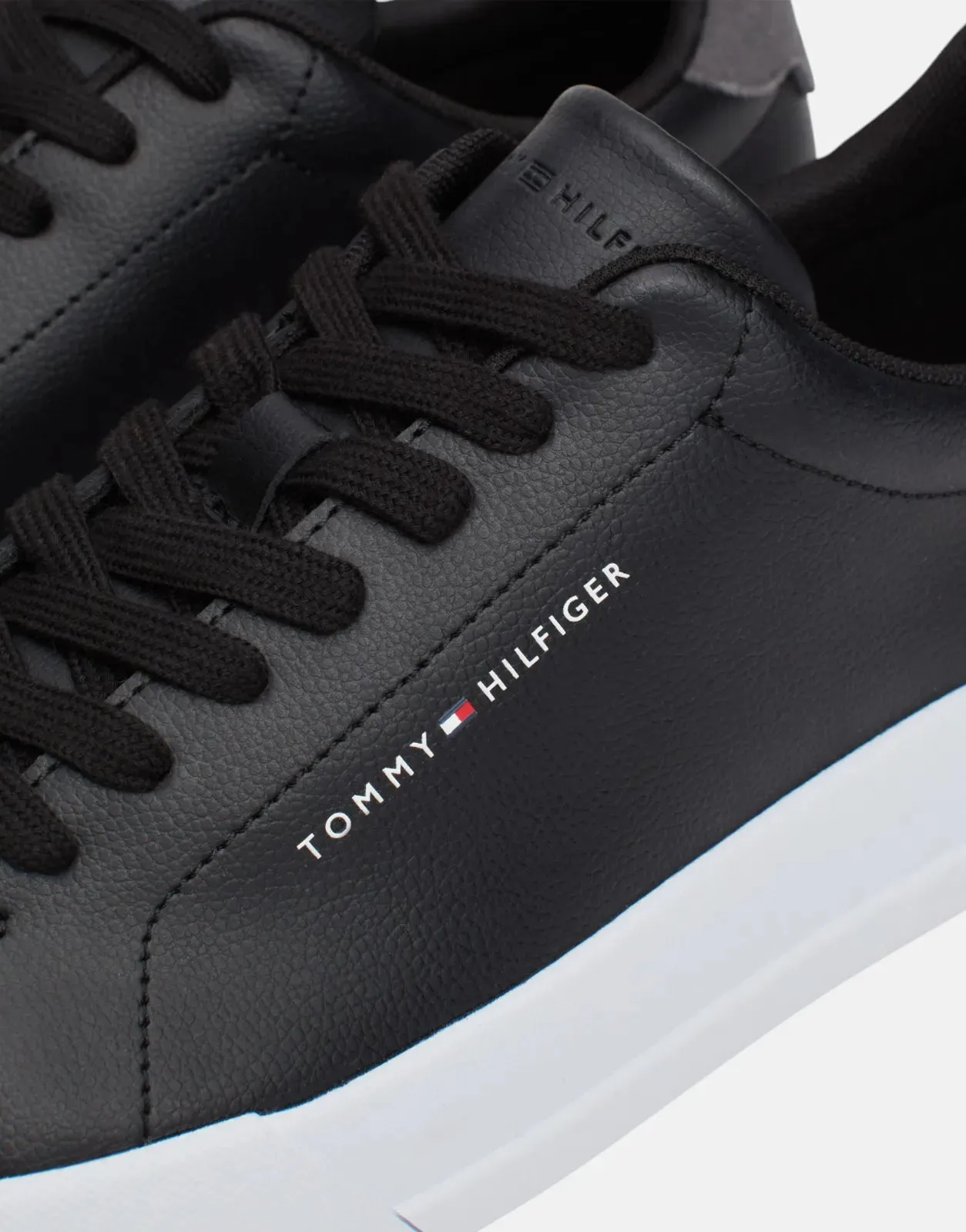 Tommy Hilfiger The Court Leather Grain Black Sneakers