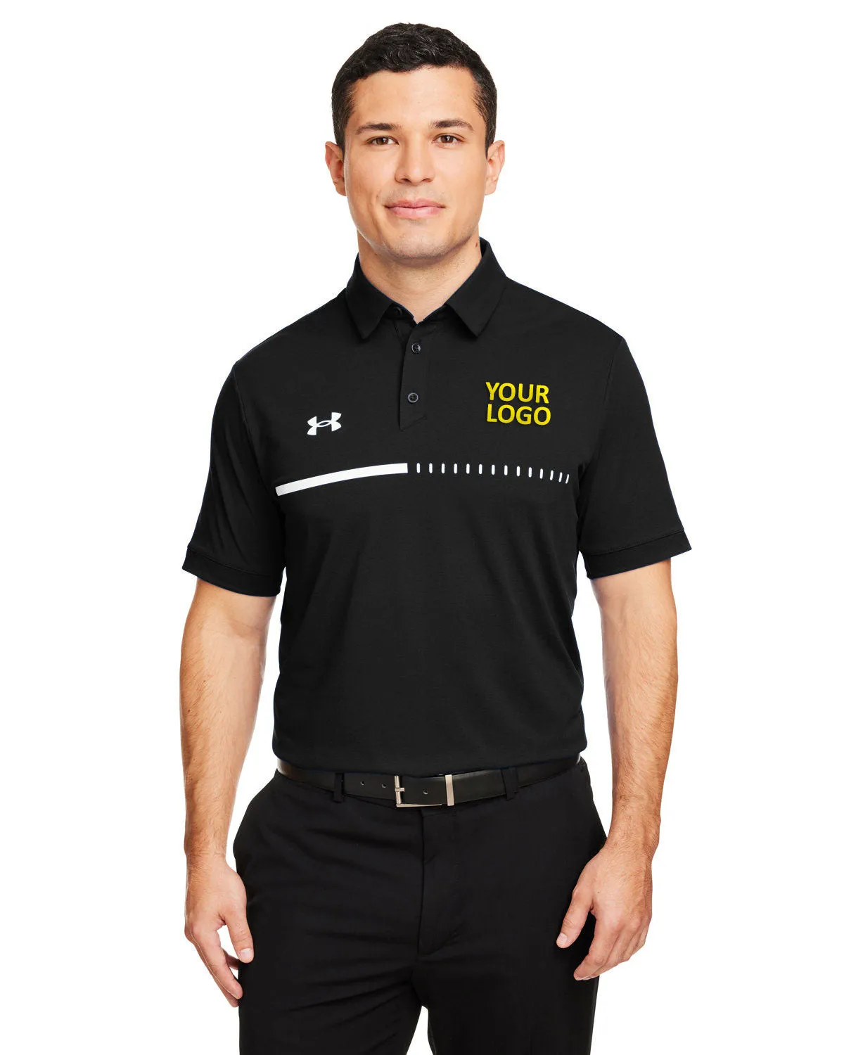 Under Armour Mens Title Branded Polos, Black