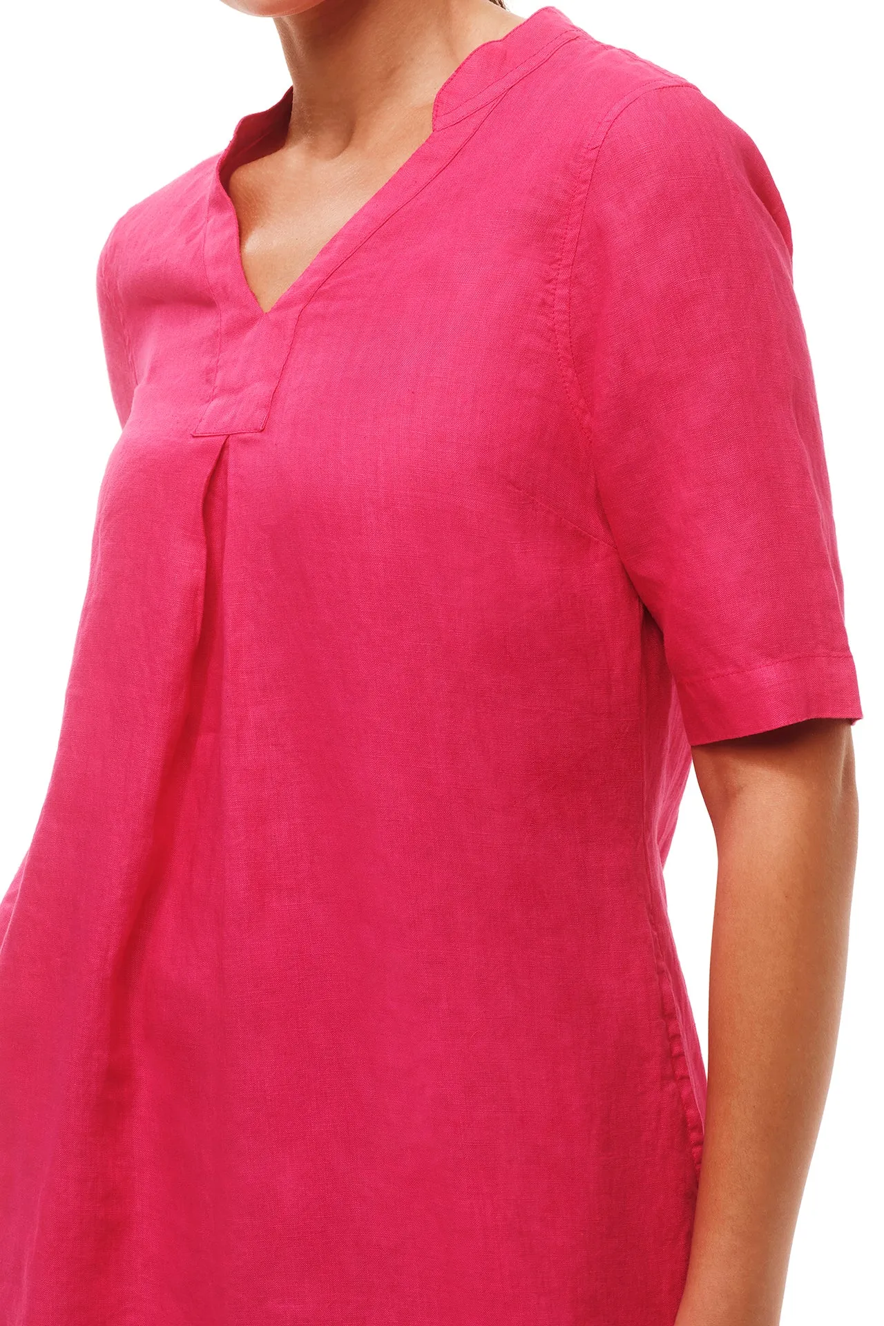 V-Neckline Linen Dress