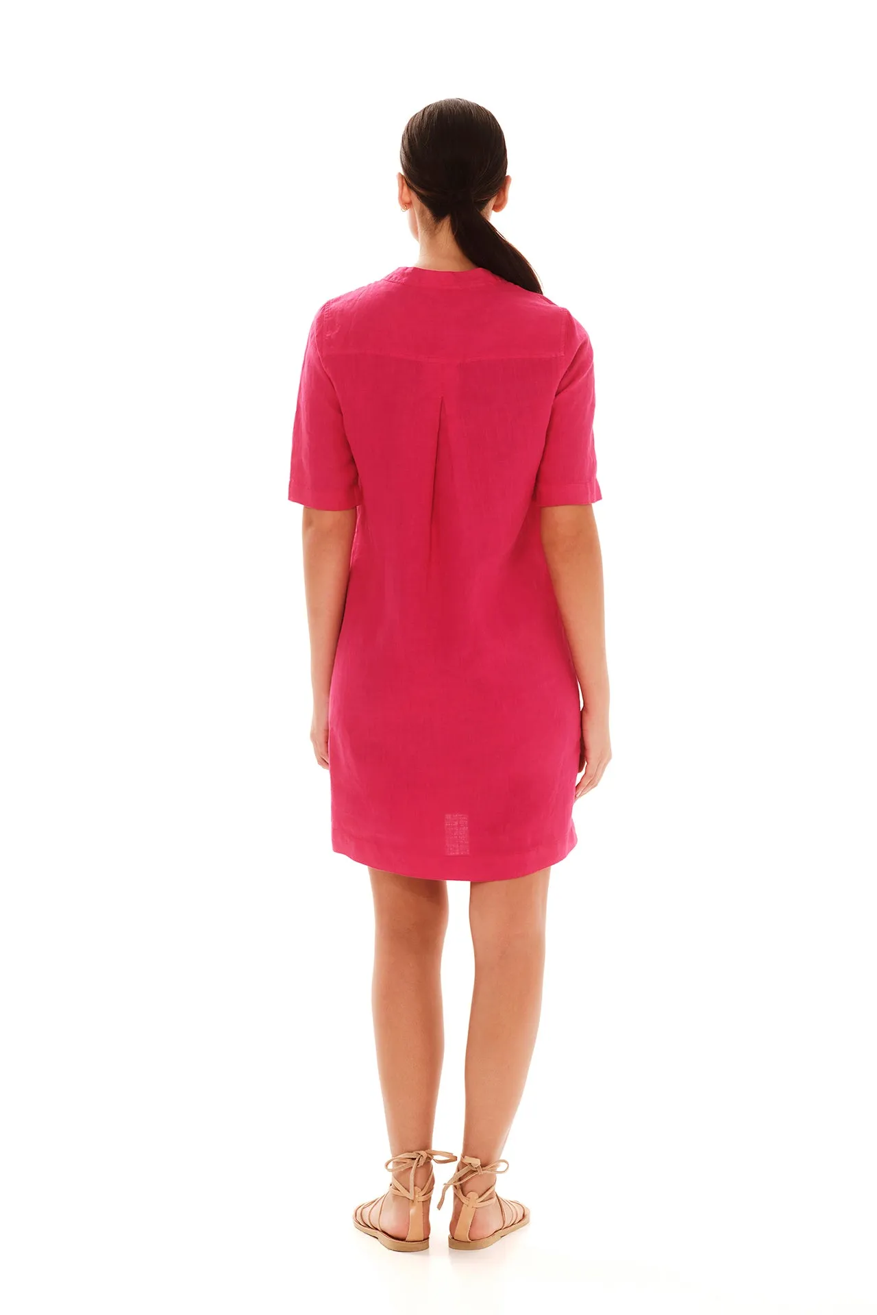V-Neckline Linen Dress