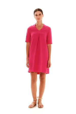 V-Neckline Linen Dress
