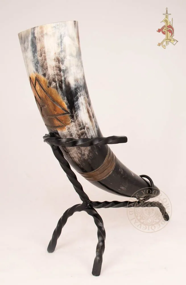 Valknut Trefoil Knot Viking Drinking Horn 33cm – 38.1cm (13"-15")