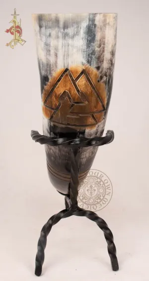 Valknut Trefoil Knot Viking Drinking Horn 33cm – 38.1cm (13"-15")