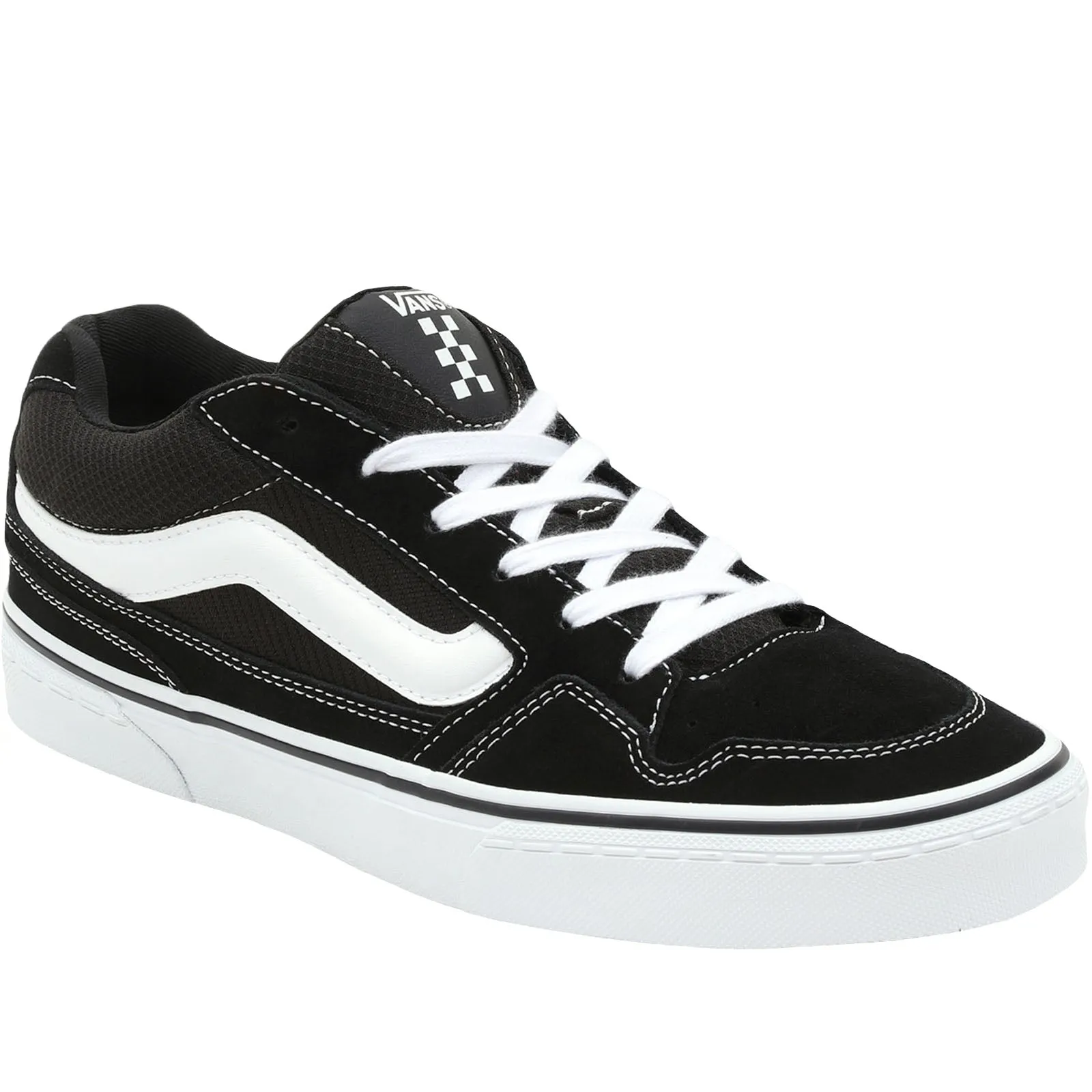 Vans Mens Caldrone Low Rise Canvas Lace Up Trainers  - Black/White