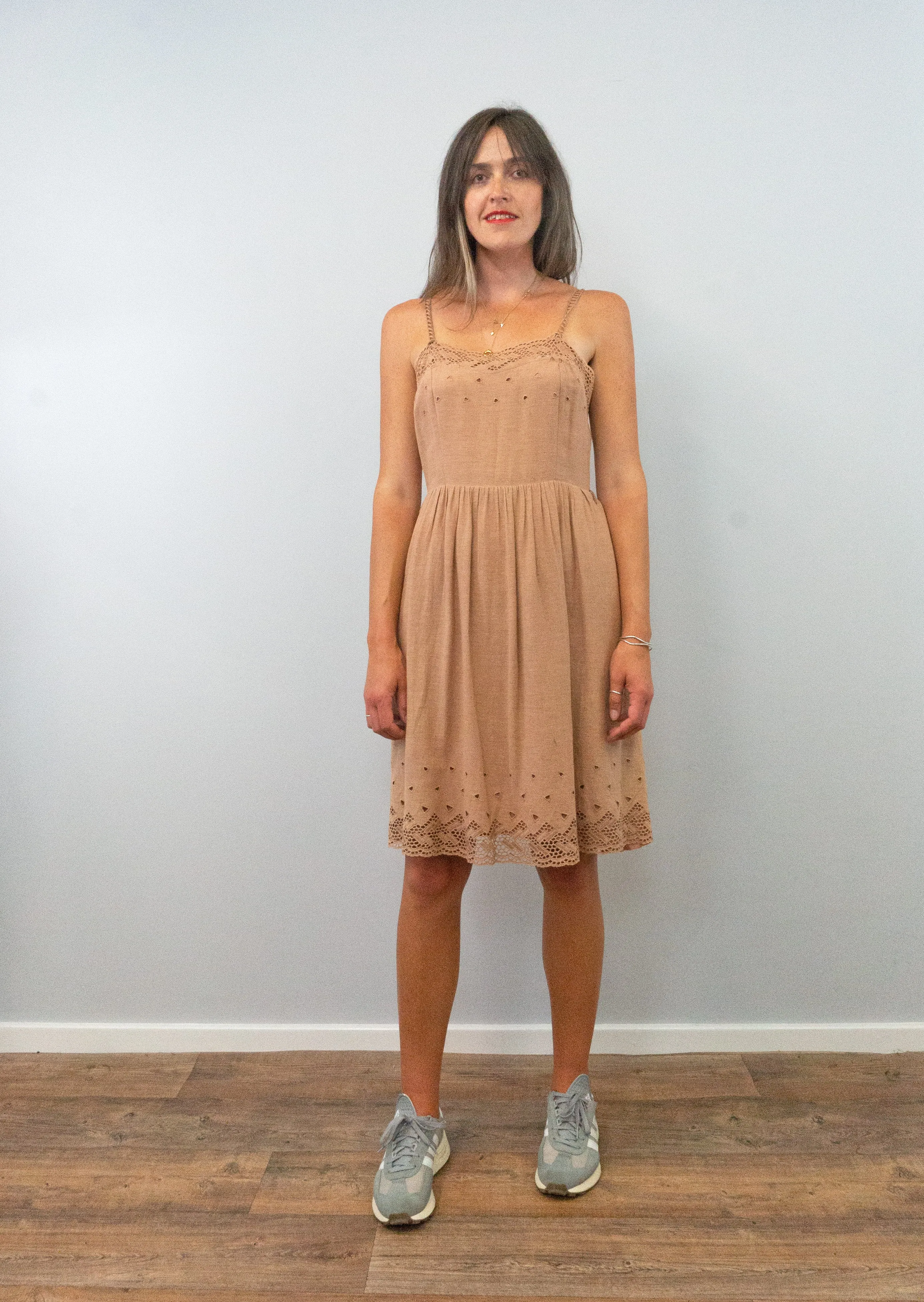 Vintage Dusty Pink Casual Cotton Sleeveless Sun Dress