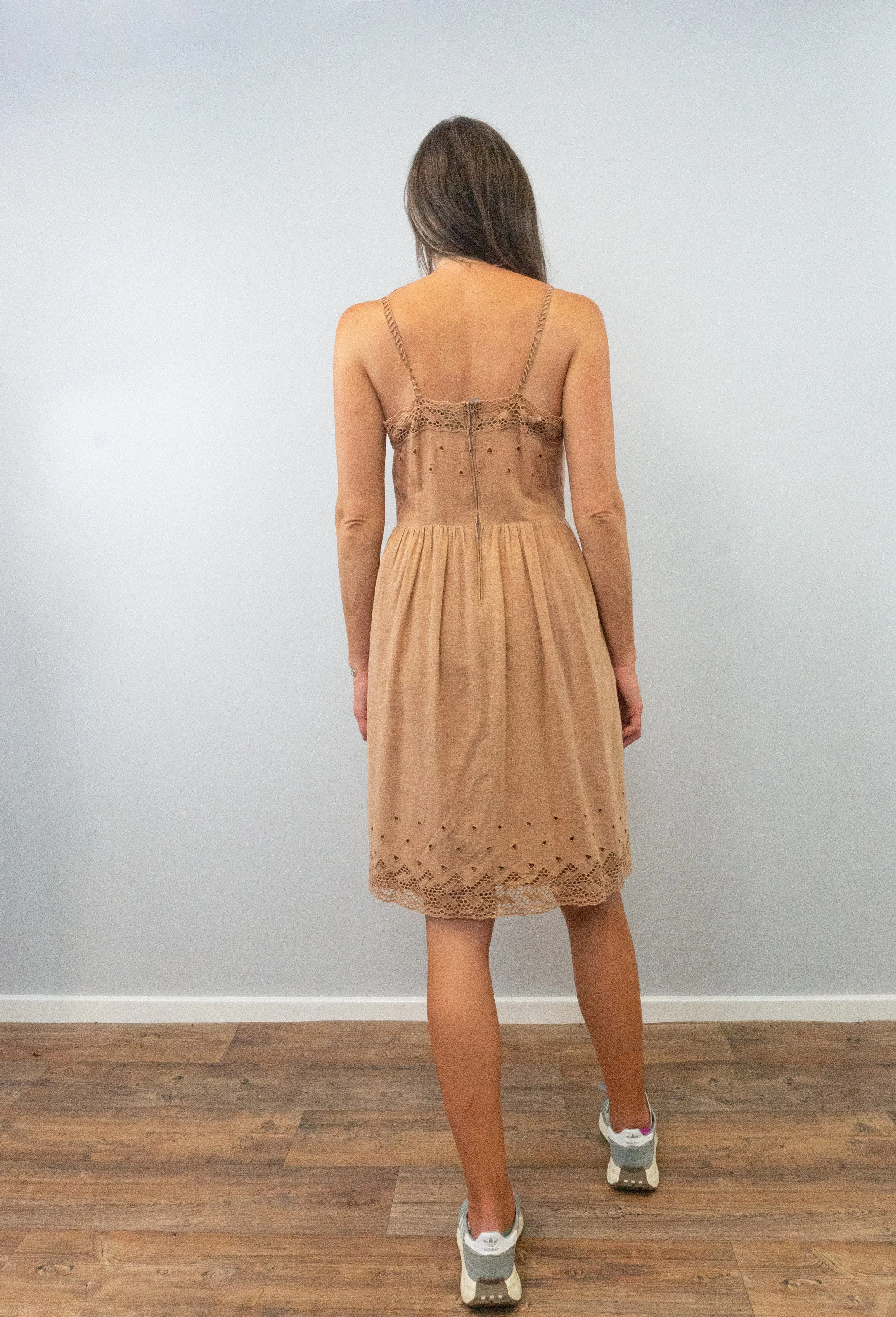 Vintage Dusty Pink Casual Cotton Sleeveless Sun Dress