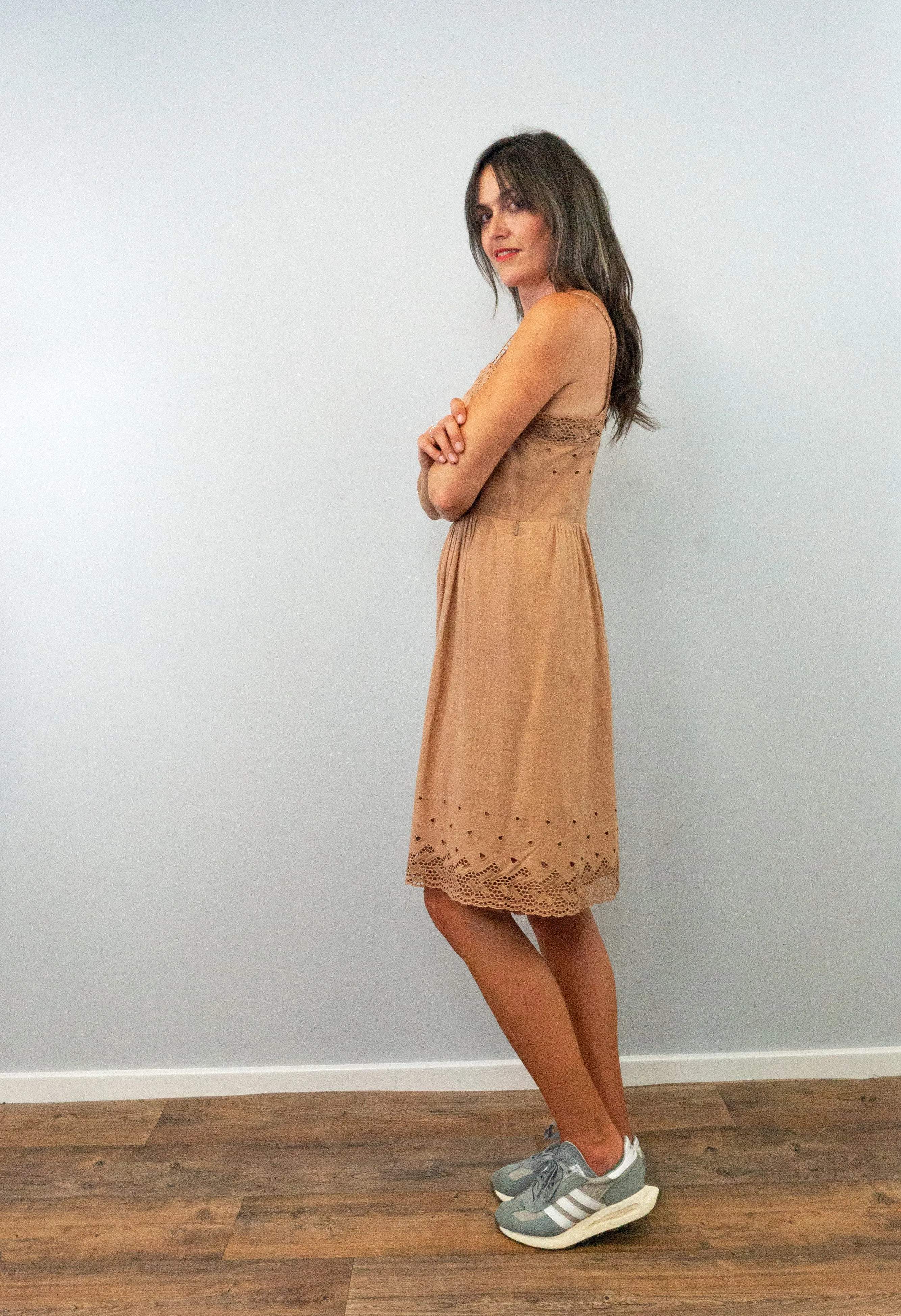 Vintage Dusty Pink Casual Cotton Sleeveless Sun Dress