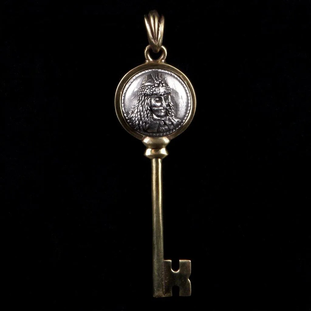Vlad Dracula Key Pendant - Antique Brass Finish