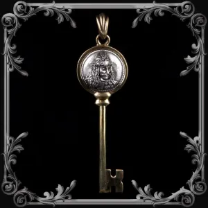 Vlad Dracula Key Pendant - Antique Brass Finish