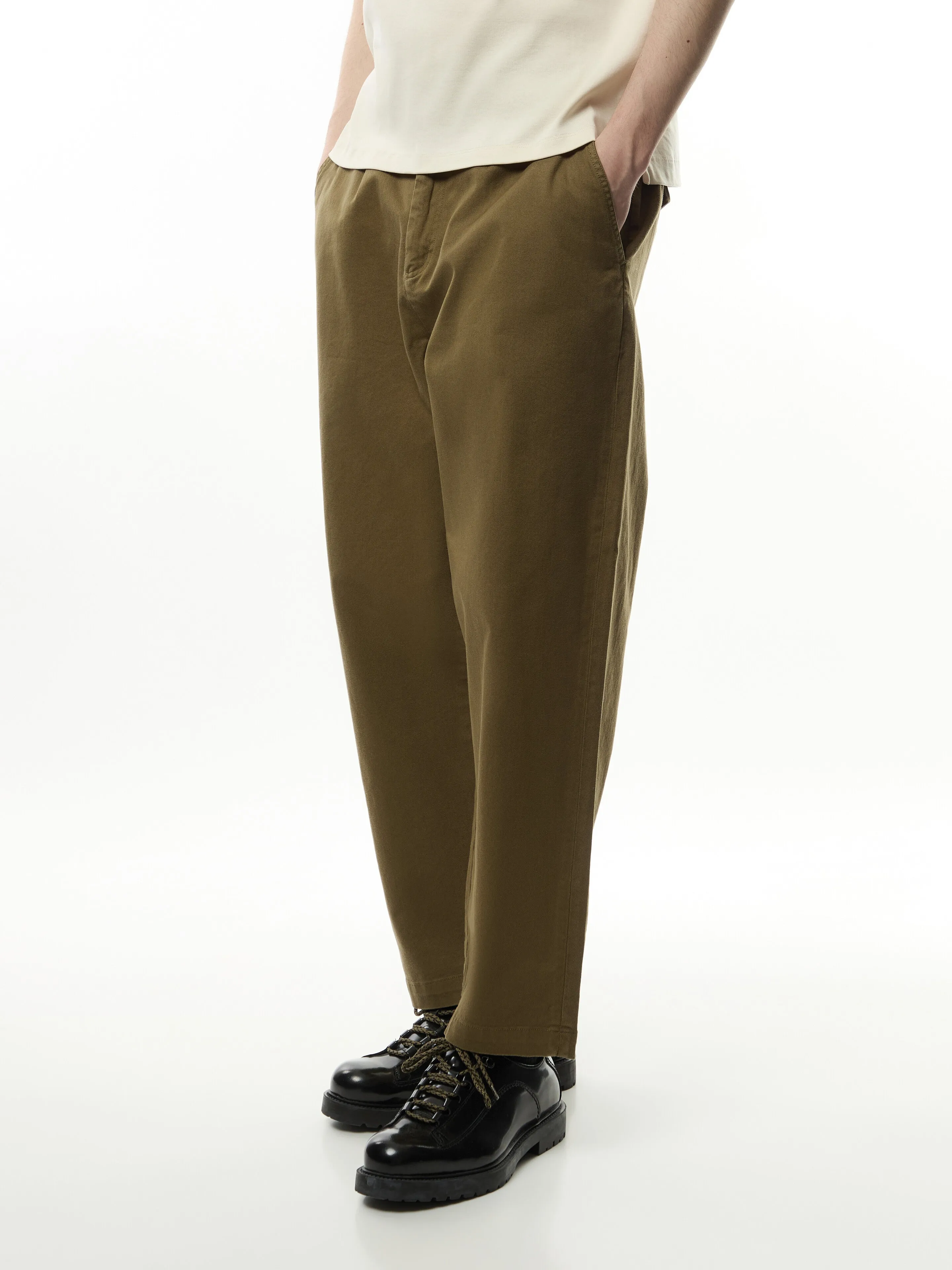 Washed Stretch Twill Relaxed Fit Trousers