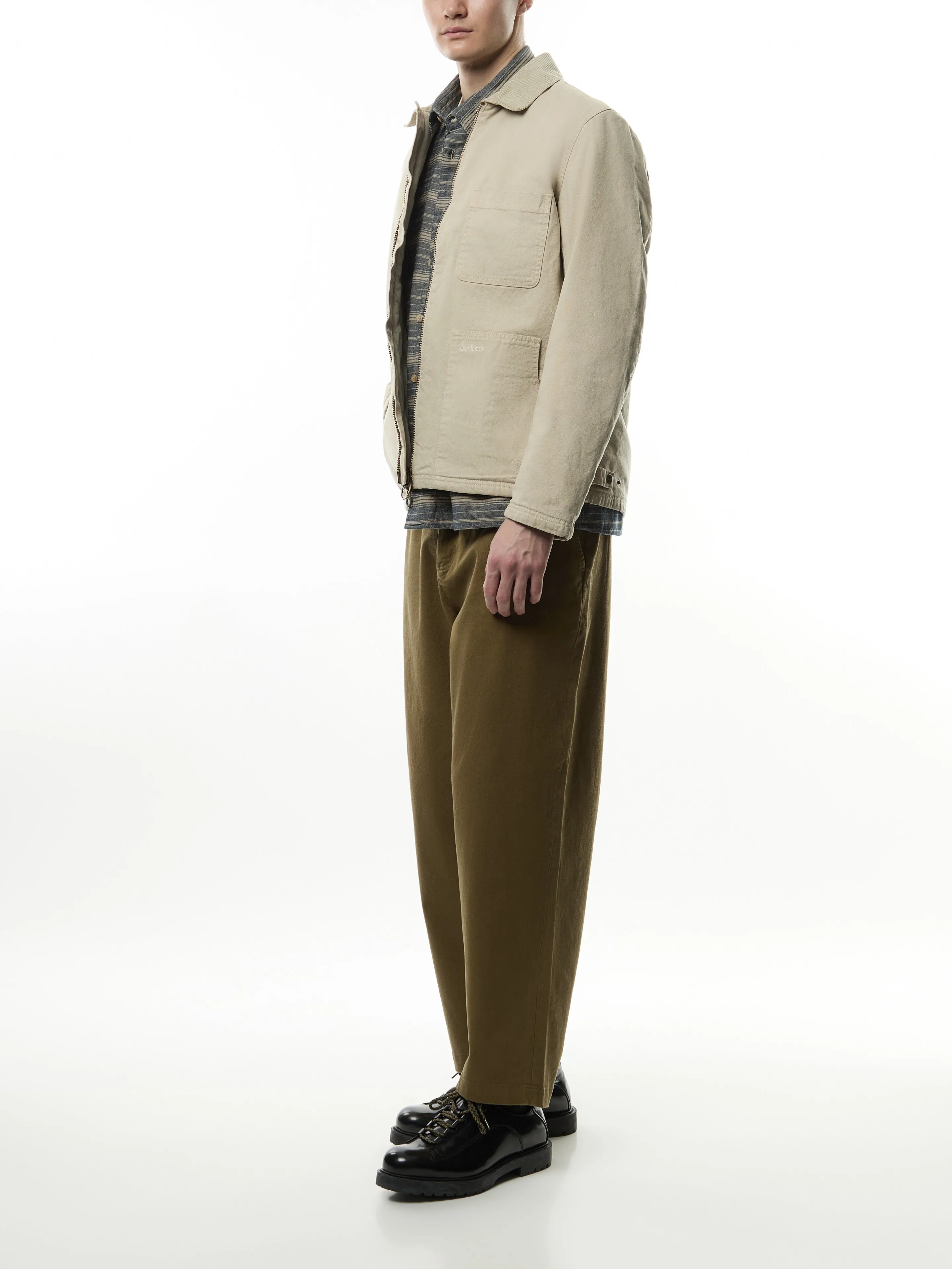 Washed Stretch Twill Relaxed Fit Trousers