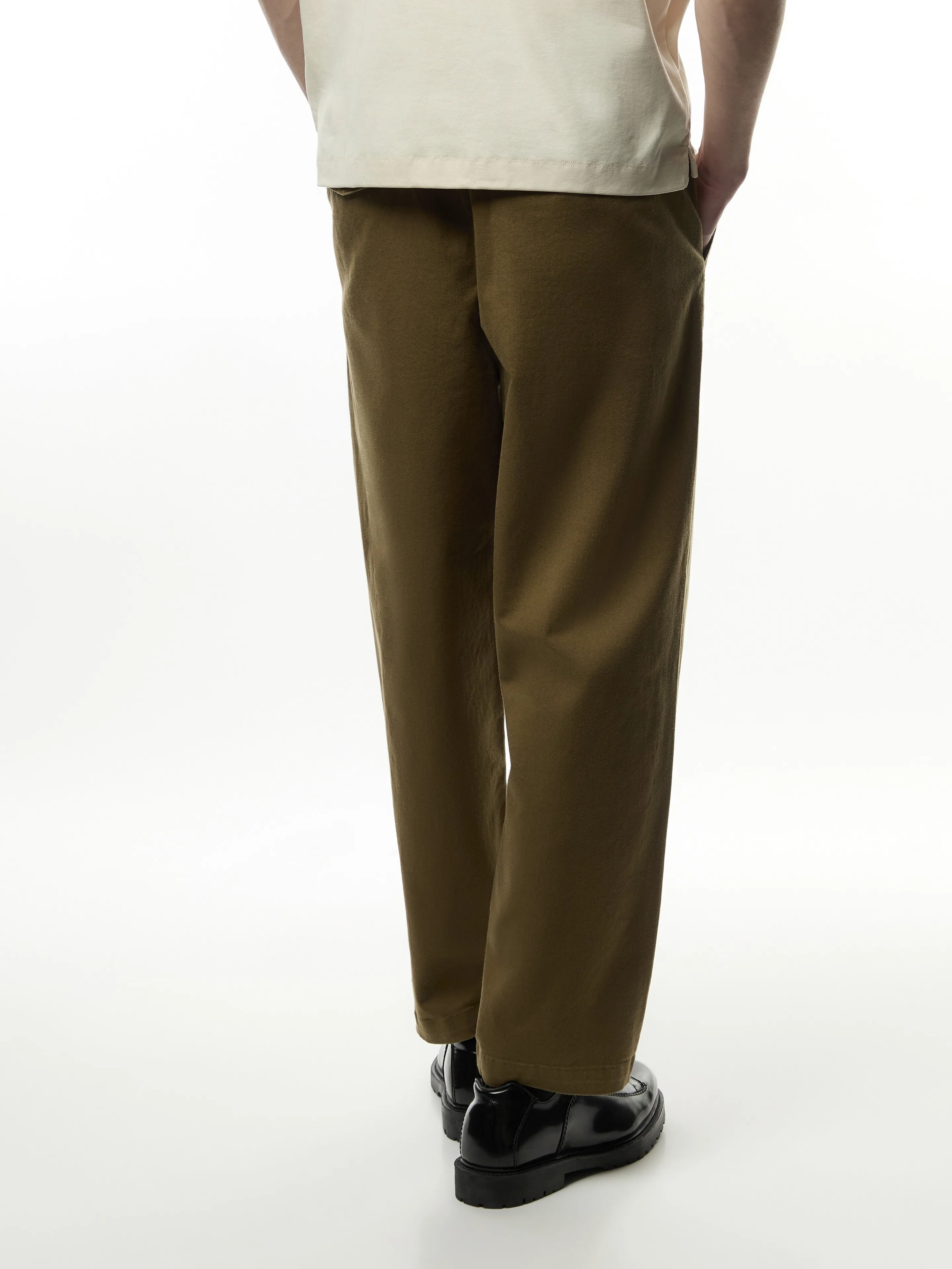Washed Stretch Twill Relaxed Fit Trousers