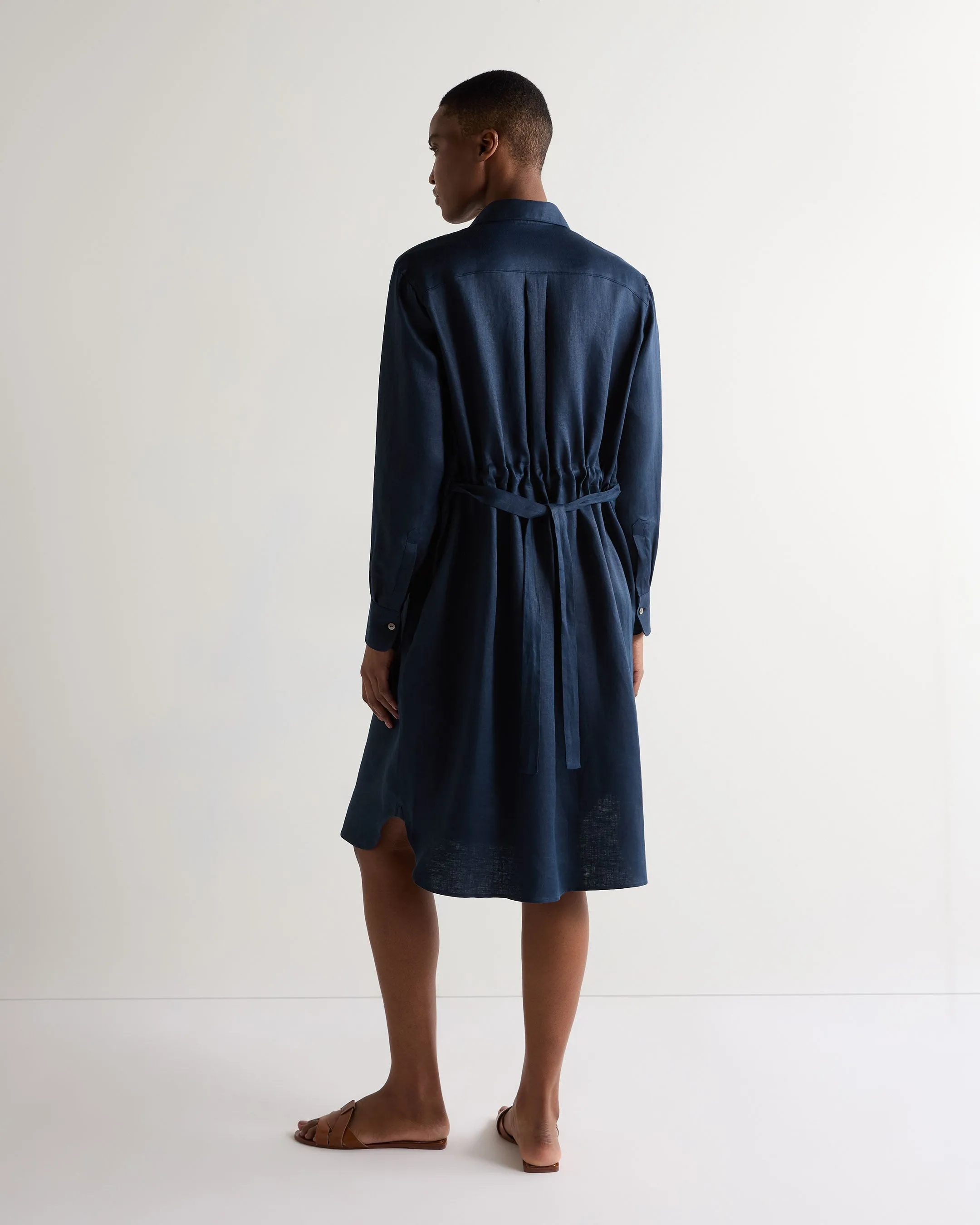 Women's Catania Linen Shirt Dress Navy Blue