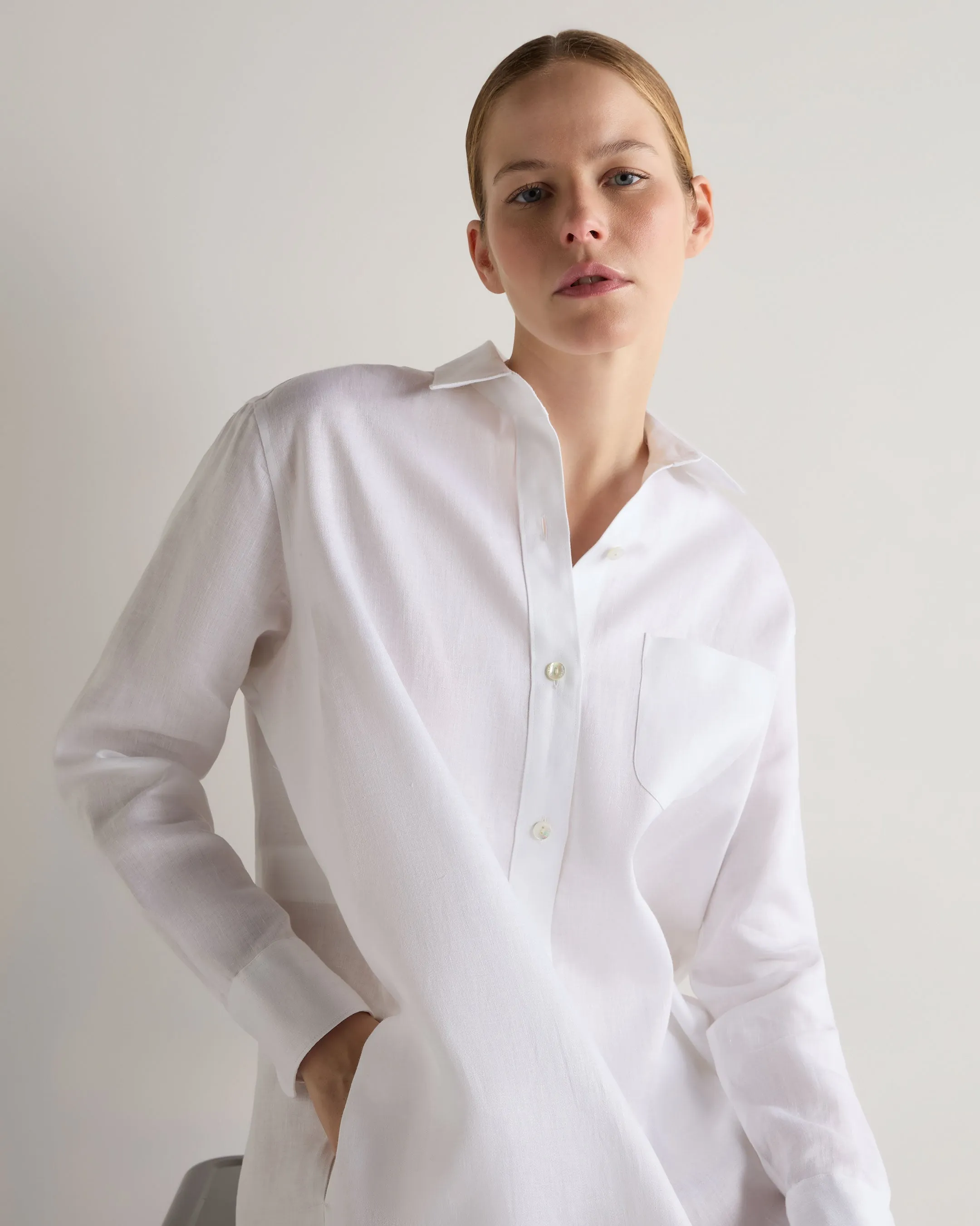 Women's Catania Linen Shirt Dress White