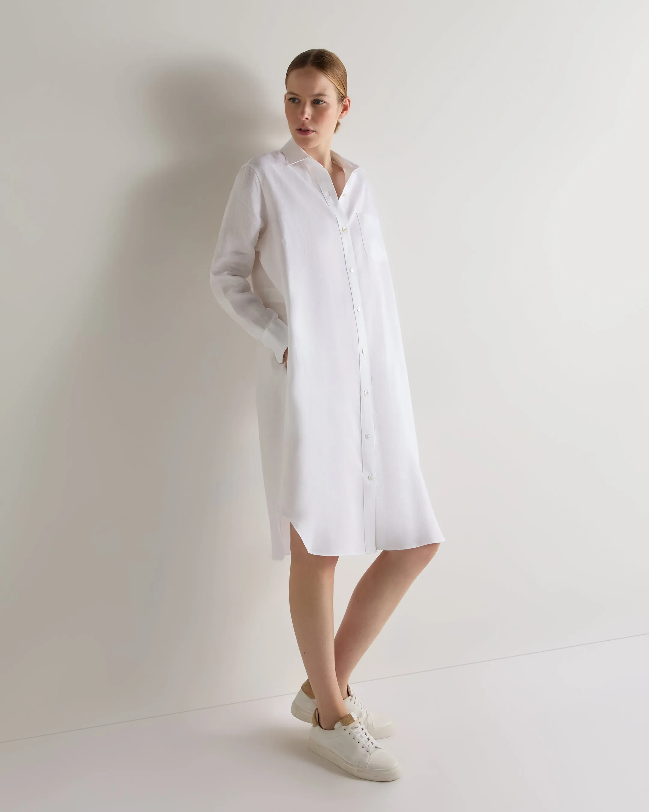 Women's Catania Linen Shirt Dress White