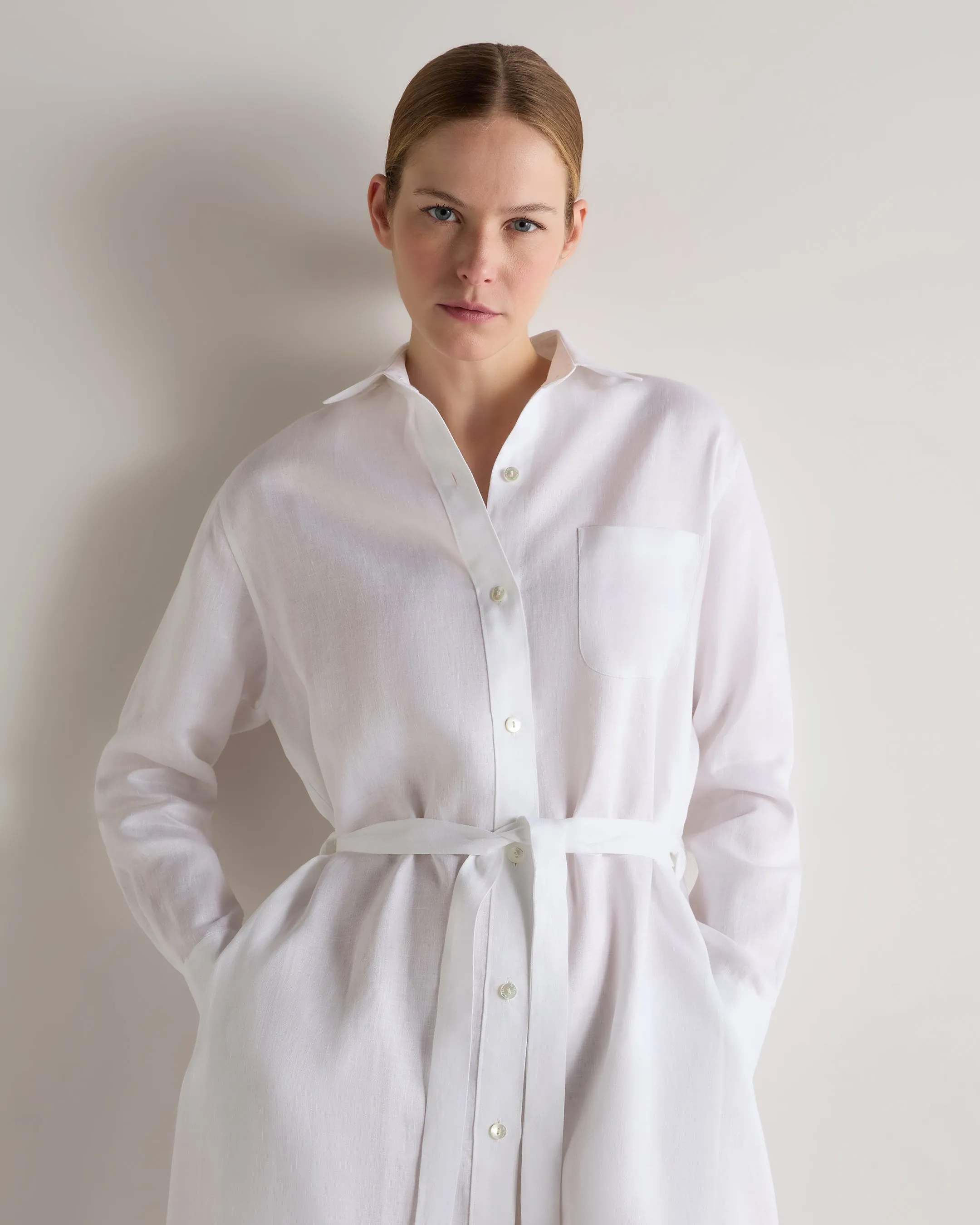Women's Catania Linen Shirt Dress White