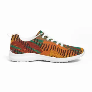 Womens Sneakers - Brown & Gold Low Top Canvas Running Shoes by inQue.Style