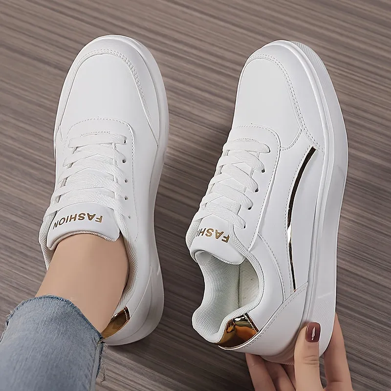 Womens Versatile White skate sneakers | Casual LowTop Shoes