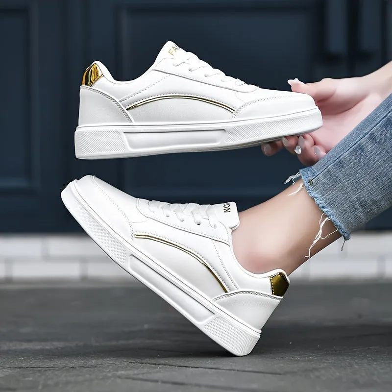 Womens Versatile White skate sneakers | Casual LowTop Shoes