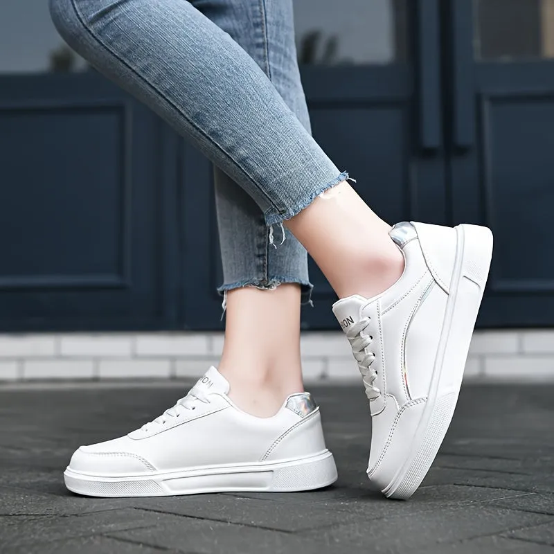 Womens Versatile White skate sneakers | Casual LowTop Shoes