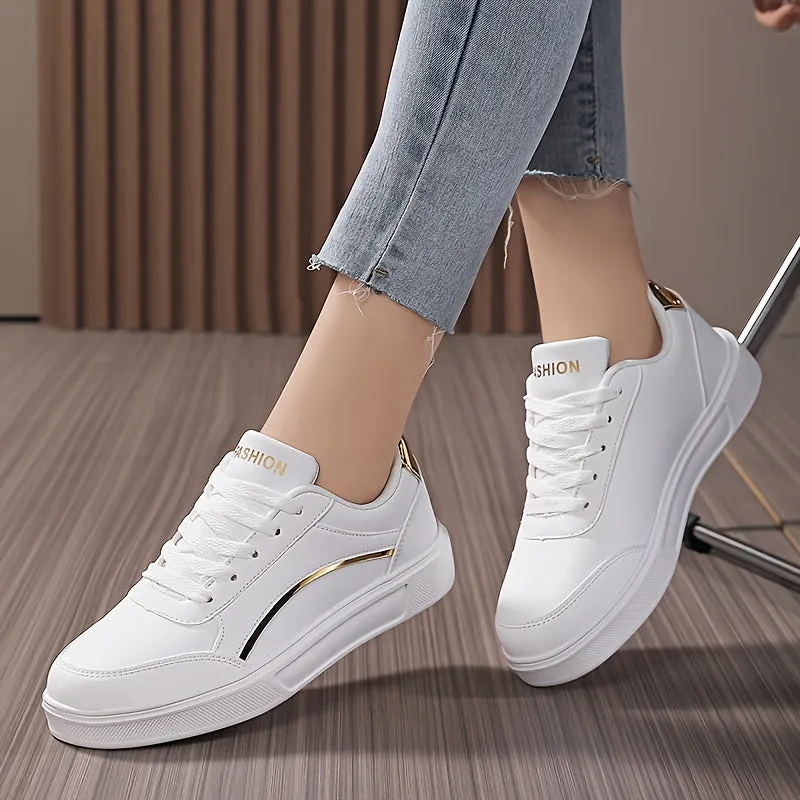 Womens Versatile White skate sneakers | Casual LowTop Shoes