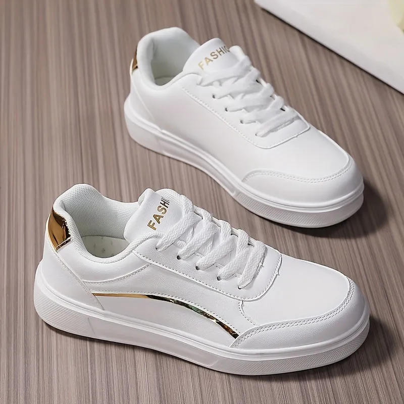 Womens Versatile White skate sneakers | Casual LowTop Shoes
