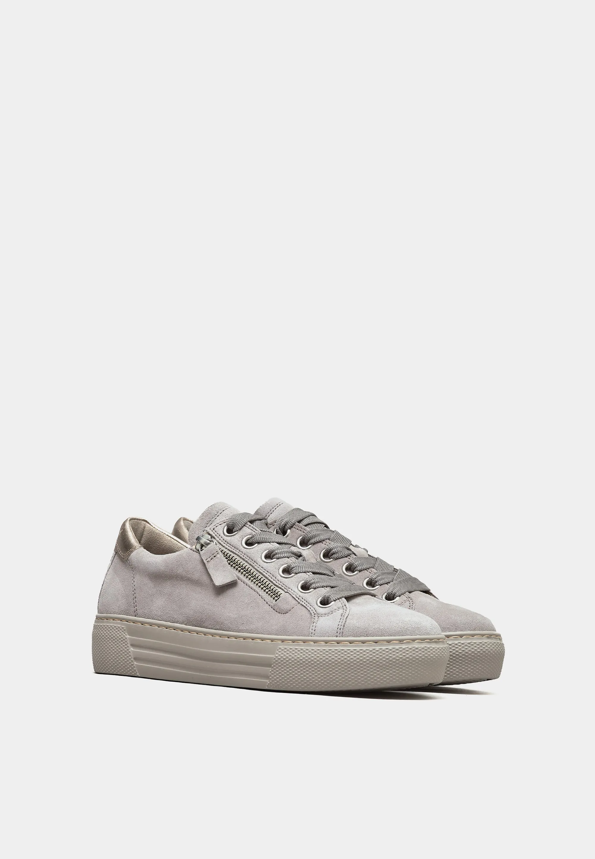 Zip Lace Trainers 46-465 Powder Satin Suede