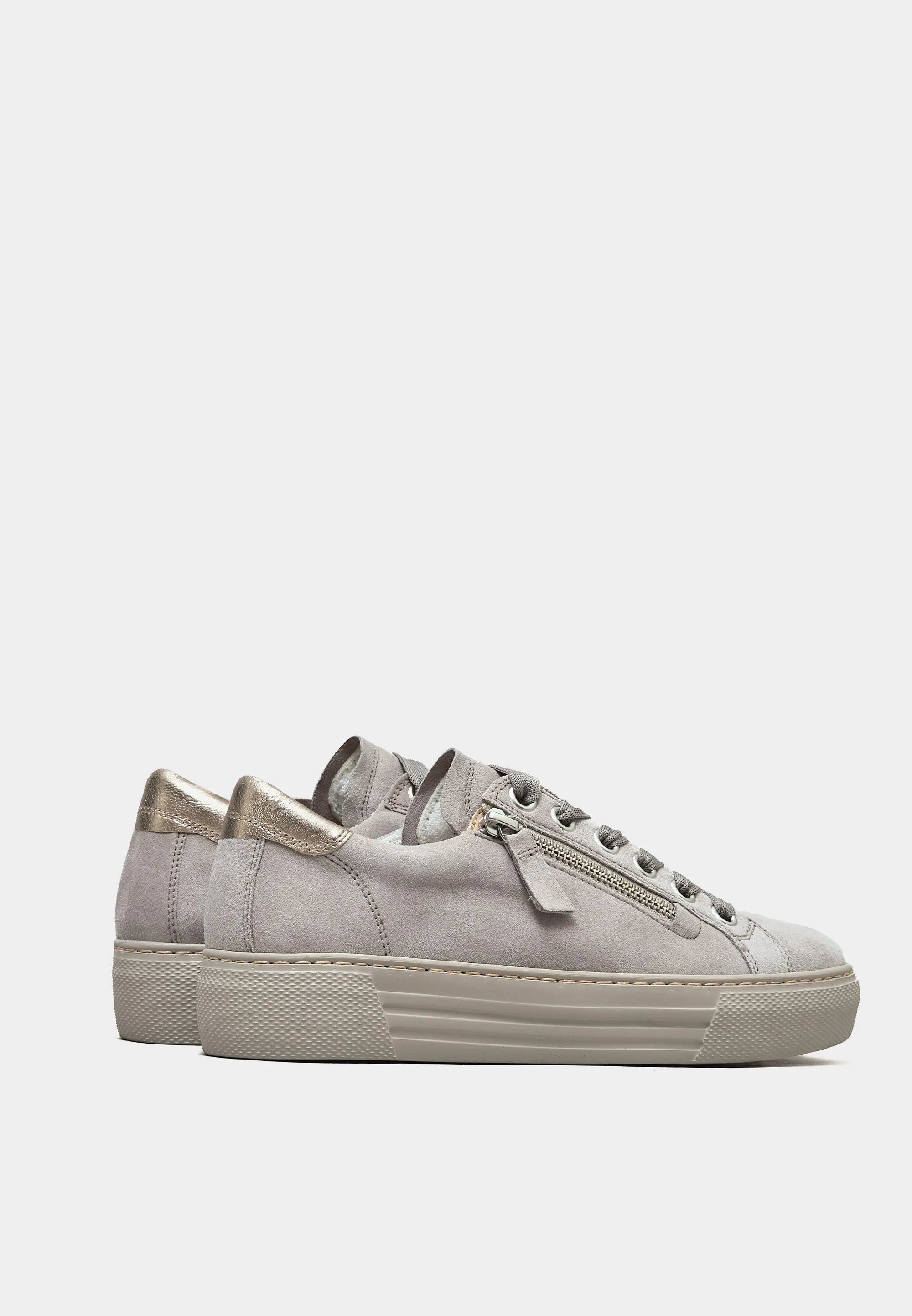 Zip Lace Trainers 46-465 Powder Satin Suede
