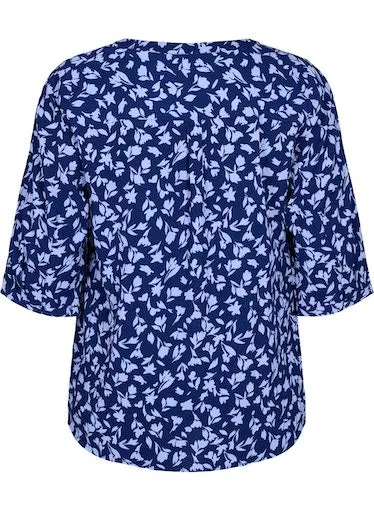 Zizzi Anni Blouse in Blue Flower